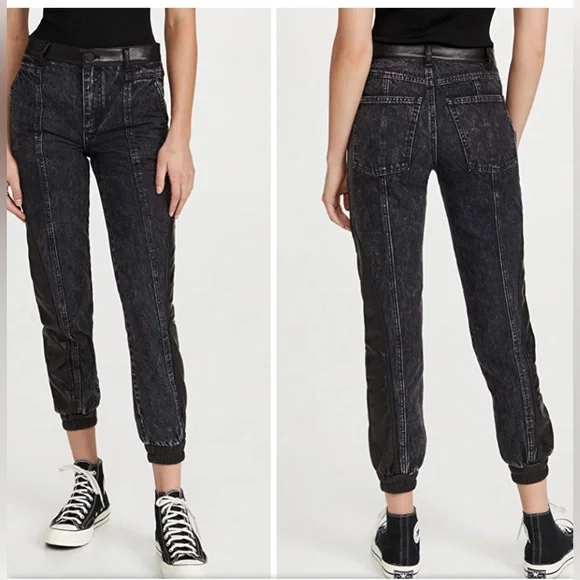 Alice + Olívia Jenny Vegan Leather Combo Jeans size 26 NWT (W629) - Picture 12 of 16